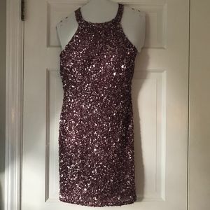 Blush Colored Sequined Semi Formal Dress